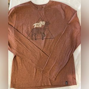 Prana men’s journeyman’s long sleeve t shirt, size medium, clove heather color